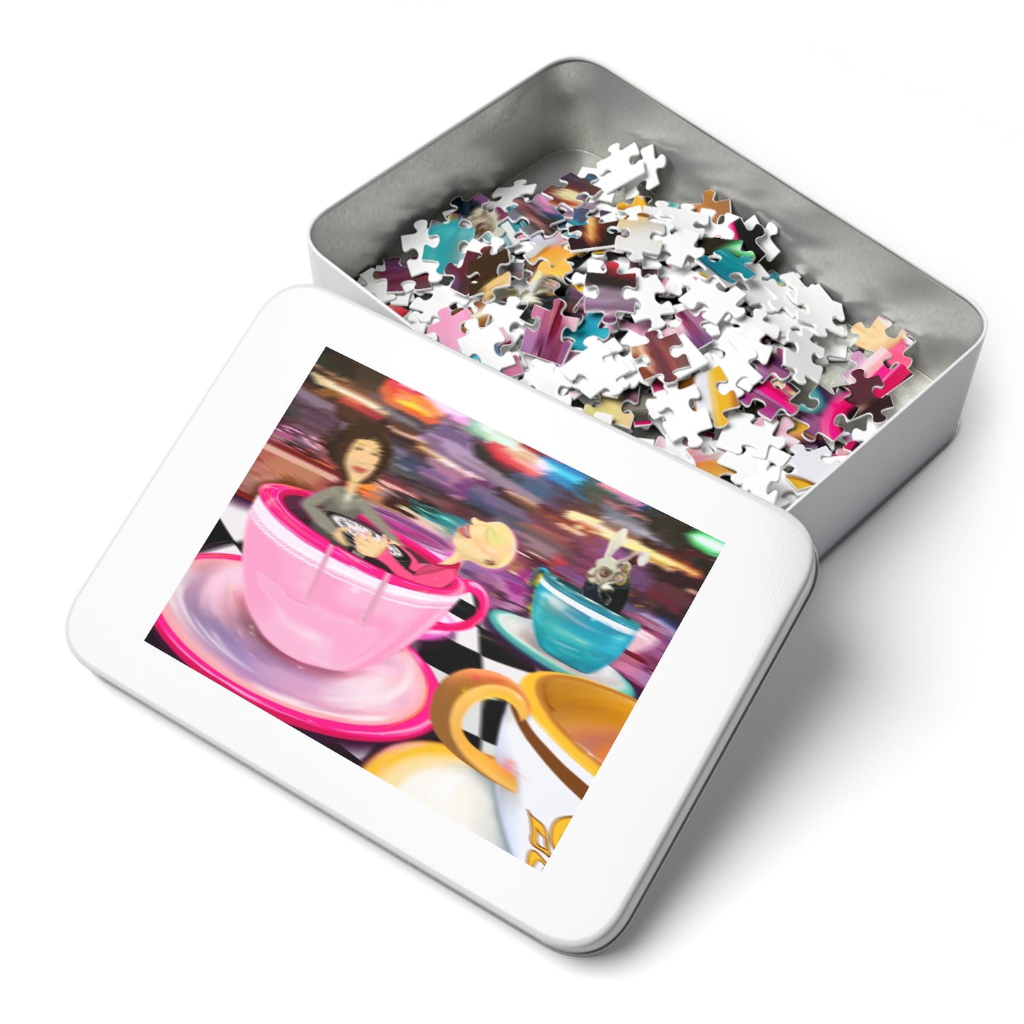 "WE LIVE IN TIME" Puzzle with tin (1)